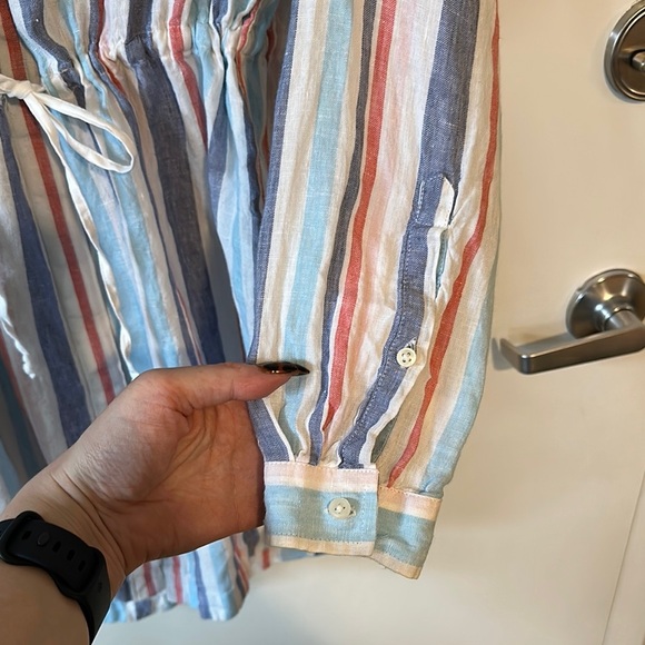 L. L. Bean Linen Striped Button-Up Shirt Dress - Picture 4 of 11